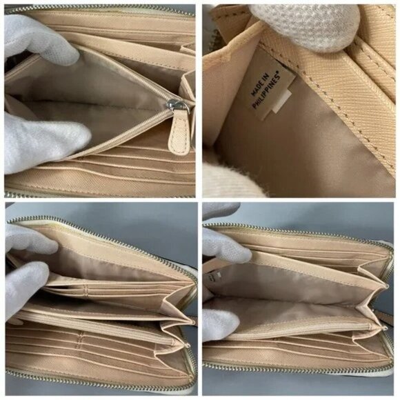 COACH Devin Tote & Peyton Long Wallet Tulle Zebra Stripe Print Cream & Pink - Picture 12 of 16